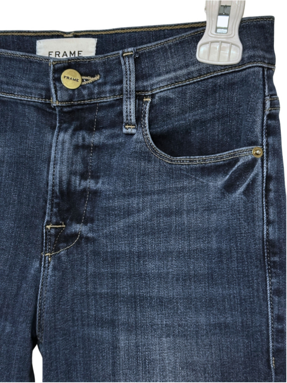 FRAME Denim Blue DISTRESSED Le High Straight Leg PREPPY Stretch JEANS WOMENS 26 - Picture 3 of 9